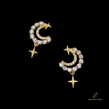 Load image into Gallery viewer, Moon earrings celestial jewellery Australian designed by Salceology