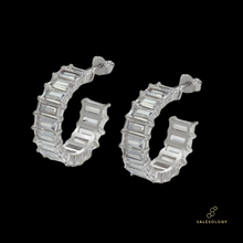 Load image into Gallery viewer, Orion constellation hoop earrings astronomy jewellery by Salceology. Cubiz Zirconia and Sterling Silver