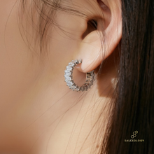 Load image into Gallery viewer, Orion constellation hoop earrings astronomy jewellery by Salceology. Cubiz Zirconia and Sterling Silver