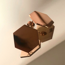 Load image into Gallery viewer, Gold hexagon stud earrings sacred geometry jewellery for women
